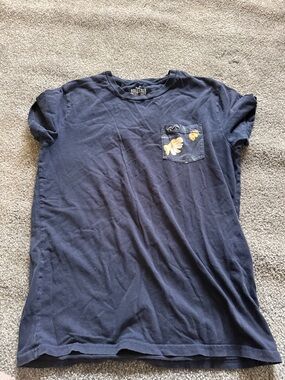 Hollister Navy Tee with Yellow Floral Pocket